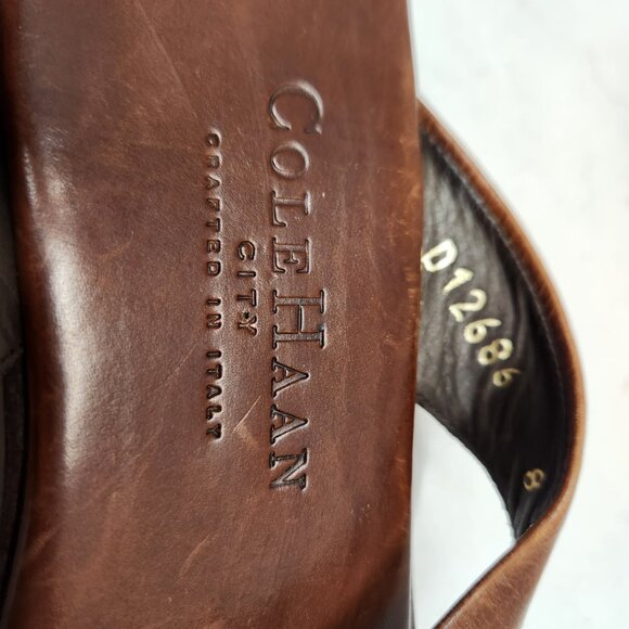 Cole Haan City Women’s Sz 8 B Leather T-strap Thong Sandals Chestnut Brown - Picture 7 of 10